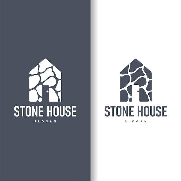 Vector house stone logo design house rock geometric building structure elegant premium