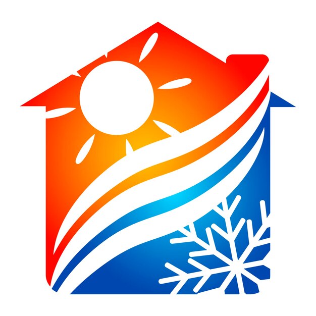 House sun and snowflake symbol of home air conditioner House temperature regulation Air conditioning system