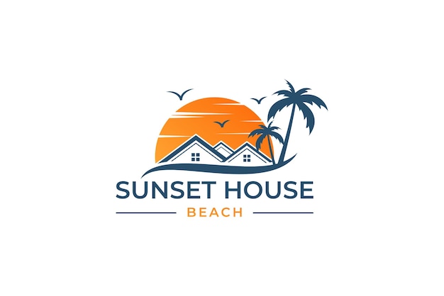 House and Sunset on the Beach