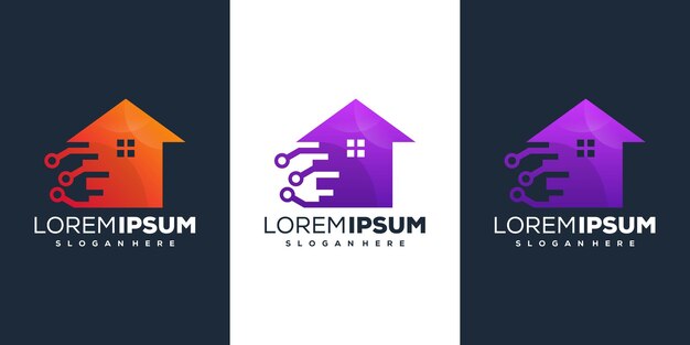 House tech gradient logo design