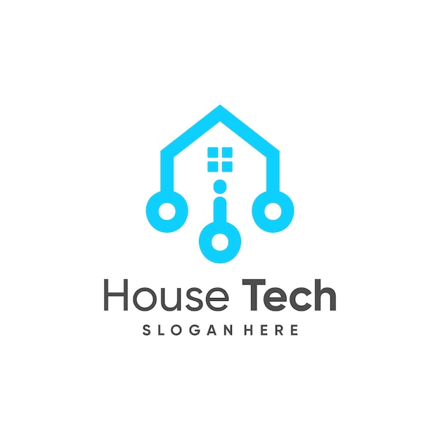 House tech logo design for business and technology Premium Vector