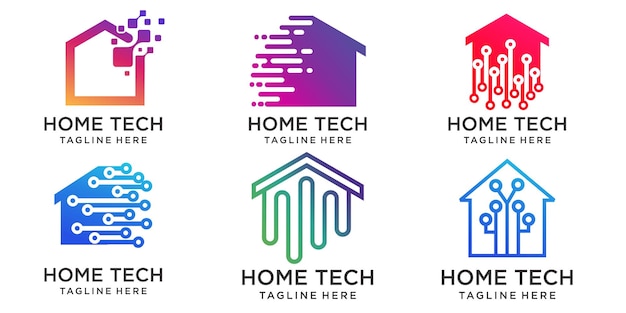 House Technology Digital Home icon set Logo Design Template