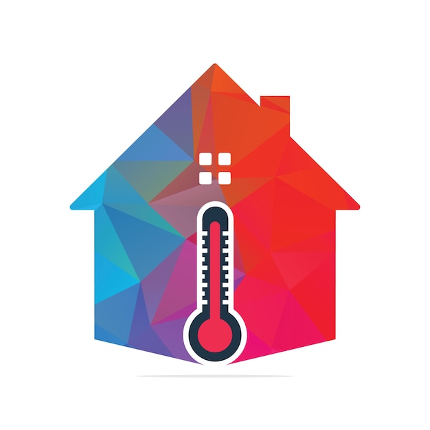 Vector house temperature icon and thermometer icon vector illustration of the temperature in the house