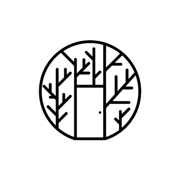 House tree door line art logo design