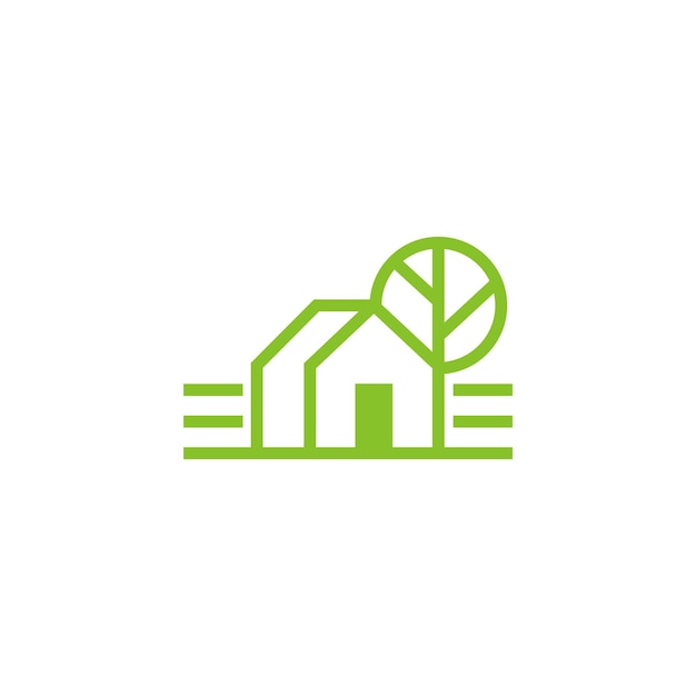 дизайн логотипа домашнего дерева. векторная иллюстрация творческого сельского хозяйства.
