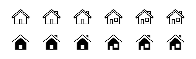 Набор векторных иконок для дома Коллекция иконок для дома Набор иконок для домашней страницы Векторная графика