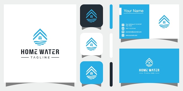 Vector house water drop logo design home vector icon logotype premium vector