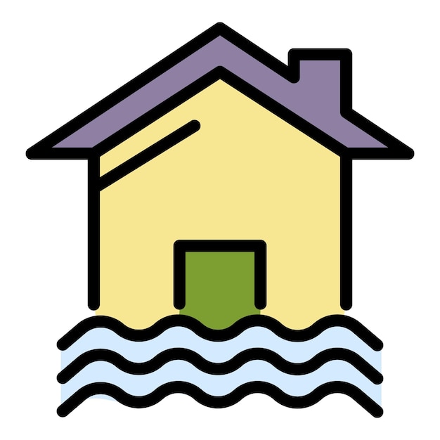 집과 물 아이콘 윤 집과 물 터 아이콘 색상 평평한 고립