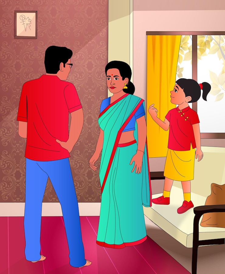 वेक्टर house and wife