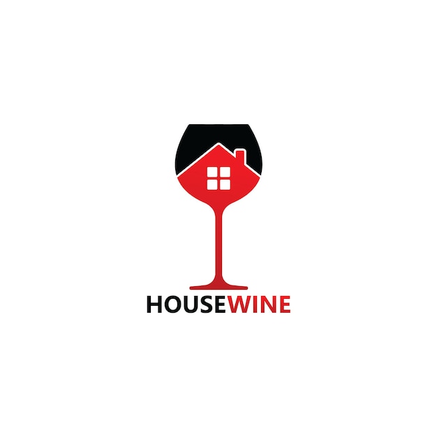 Disegno del modello del logo del vino della casa