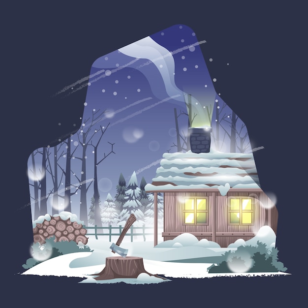 House in Winter illustration