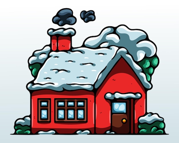 Vector house at winter season illustration