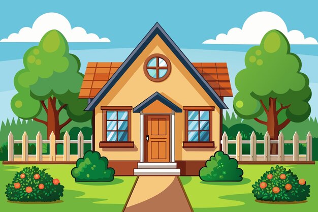 a house with a beautiful cozy garden vector illustration