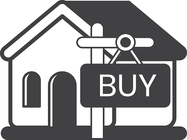 House with buy sign illustration in minimal style