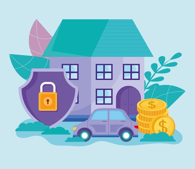 House with digital workinsurance icons