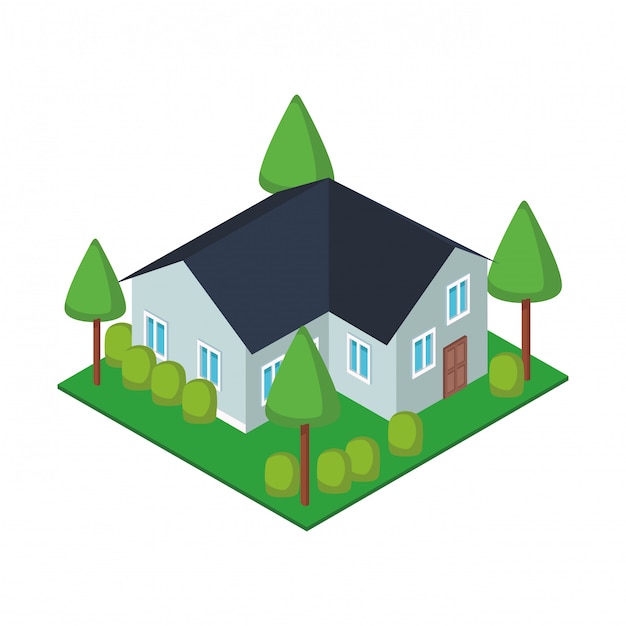 House with garden isometric