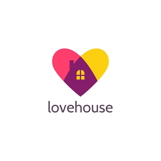 House with heart logo symbol colorful modern logo simple icon vector illustration