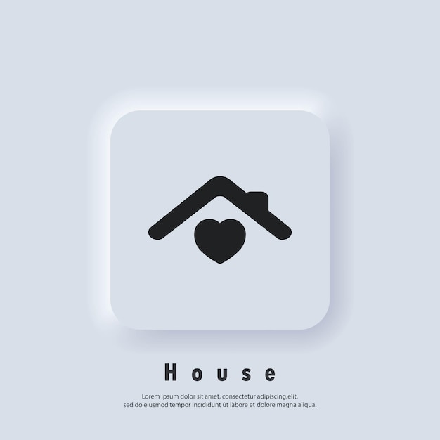 House with heart, love home symbol. hospital. happy family. vector. ui icon. neumorphic ui ux white user interface web button. neumorphism