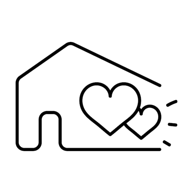Дом со значком линии символа сердца