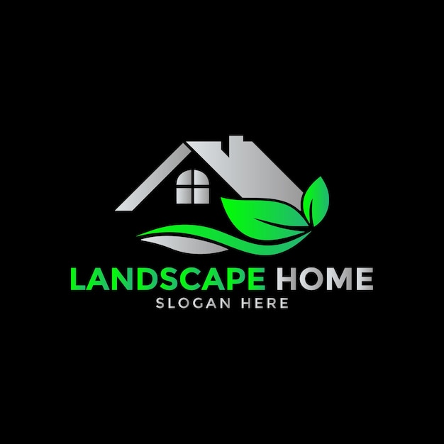 House with leaf Logo Template - Landscape Logo