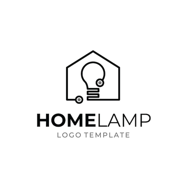 House with Light Bulb Circuit for Home Wiring Lamp Installation Logo design