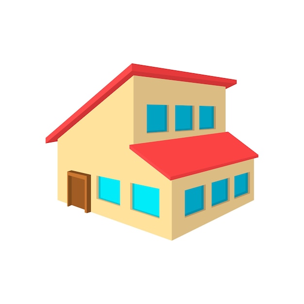 House with a mansard cartoon icon on a white background