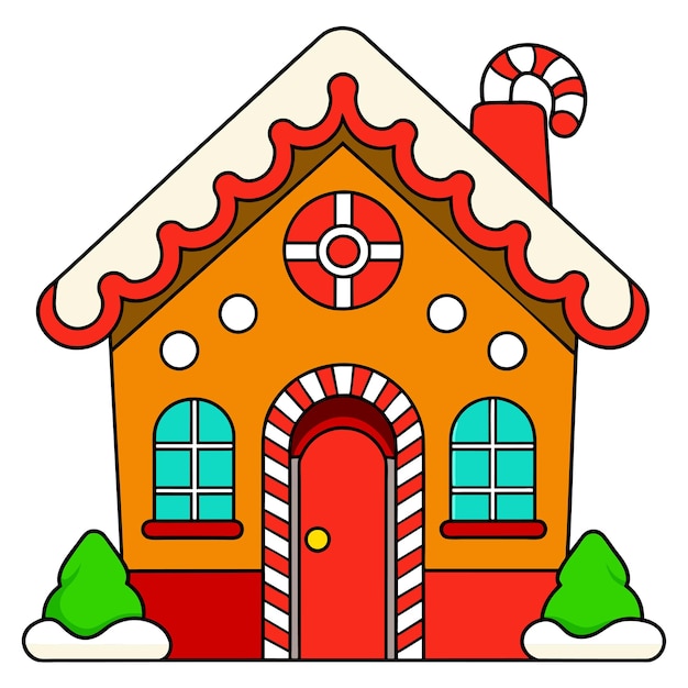 Vector a house with a red roof and a white and red roof with a white background