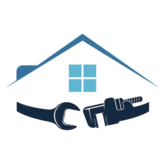 House with roof and wrench repair symbol