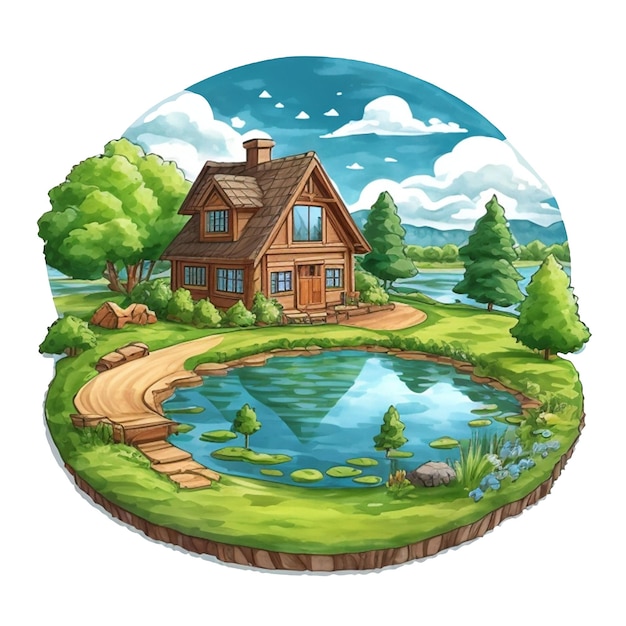 House with round pool