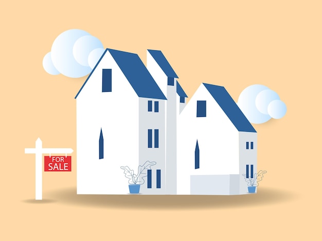 House with for sale sign vector illustration