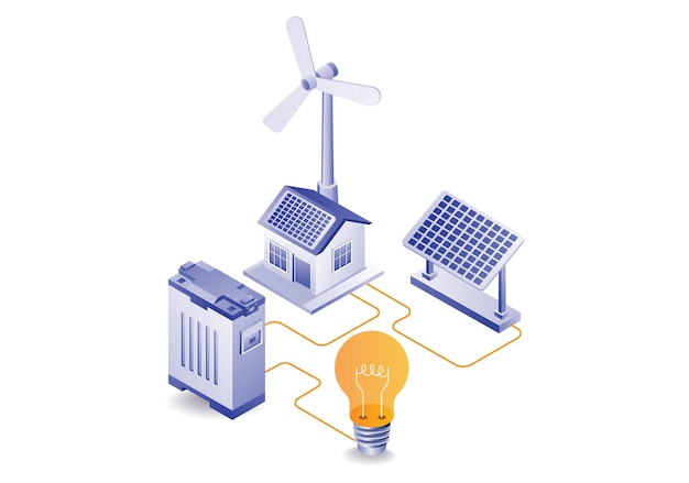 house with solar energy panels concept illustration