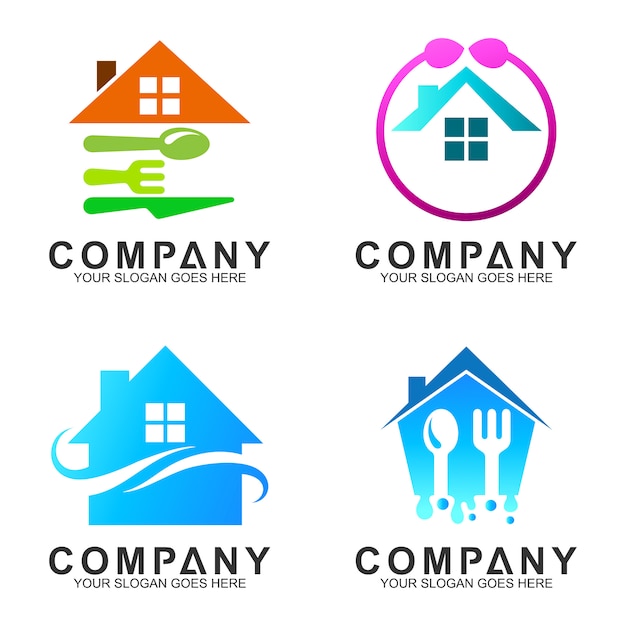 House with spoon fork logo design for kitchen/restaurant/dining