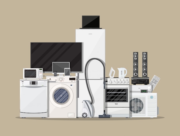 Vector household appliances and electronic devices