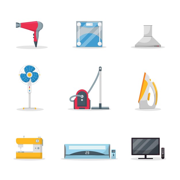 Vector household appliances set