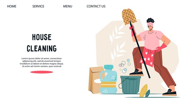 Household chores housekeeping detergents house cleaning web banner