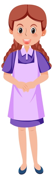 A housekeeper cartoon character on white background