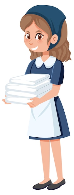 Персонаж мультфильма о домработнице на белом фоне