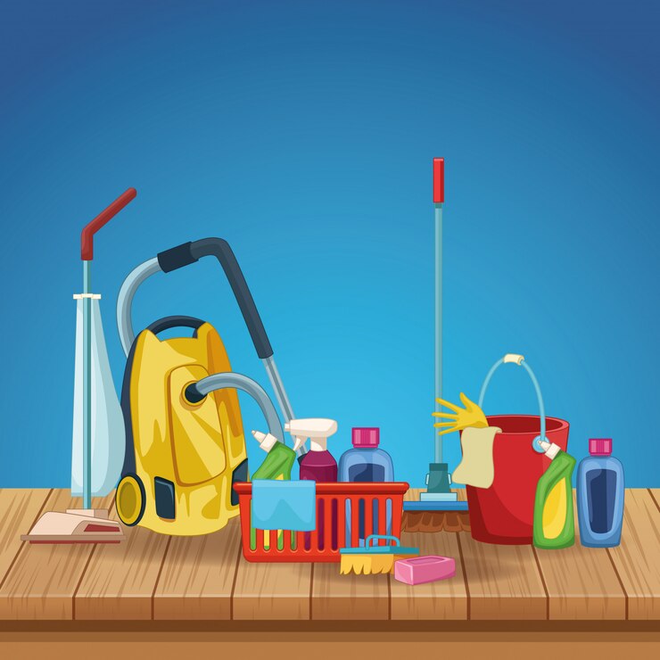 Vector housekeeping cleaning cartoon