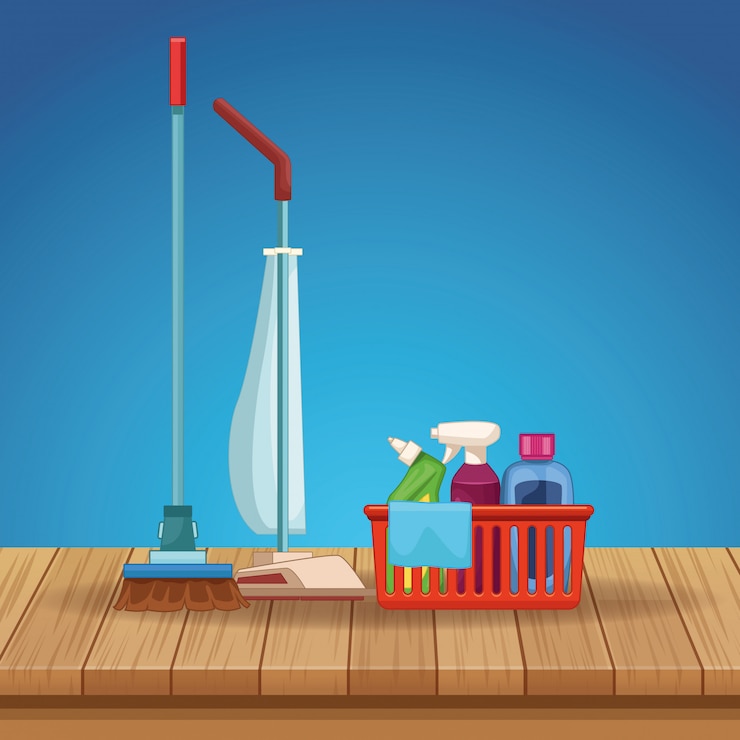 Vector housekeeping cleaning cartoon