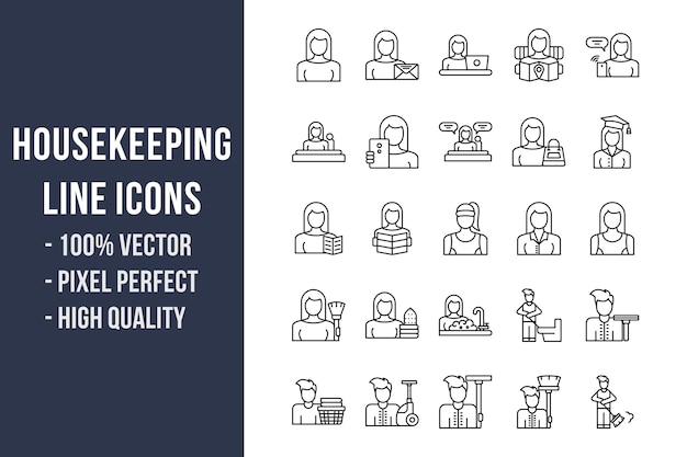 Vector housekeeping line icons