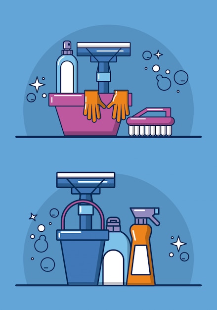 Housekeeping tools and products icons