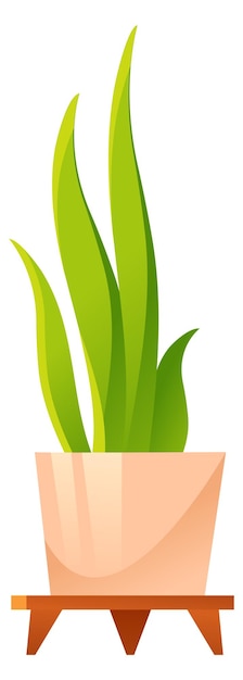 Houseplant icon Cartoon green plant in ceramic pot