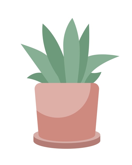 Houseplant in pot semi flat color vector object