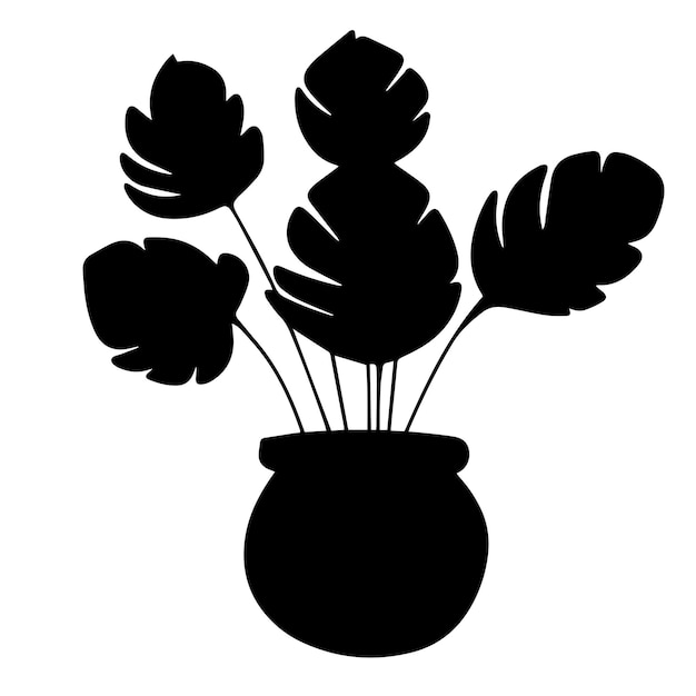 Houseplant silhouette isolated on white background Vector illustration