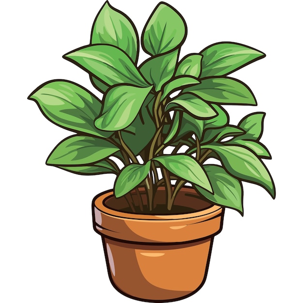 Houseplant vector in a brown pot with vibrant green leaves adding a fresh and lively element to you