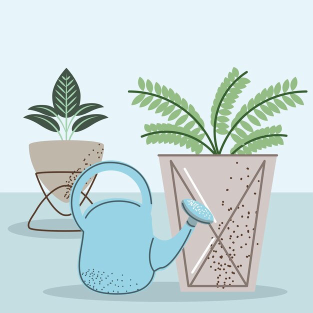 Houseplant and watering can