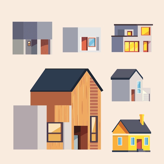 houses and buidings icon collection