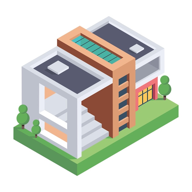 Houses buildings isometric icon