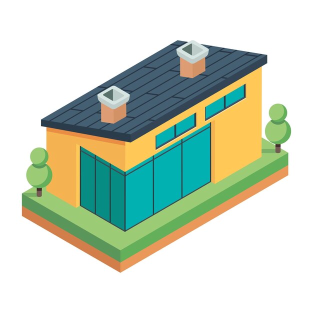 Vector houses buildings isometric icon