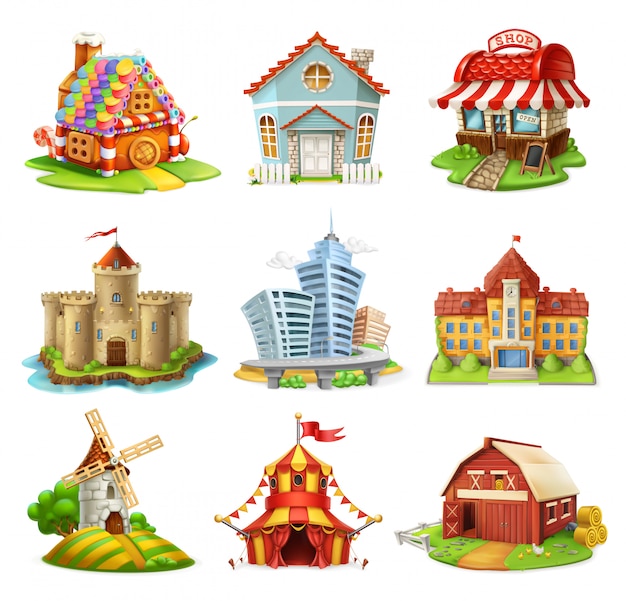 Houses and castles. sweet home, buildings